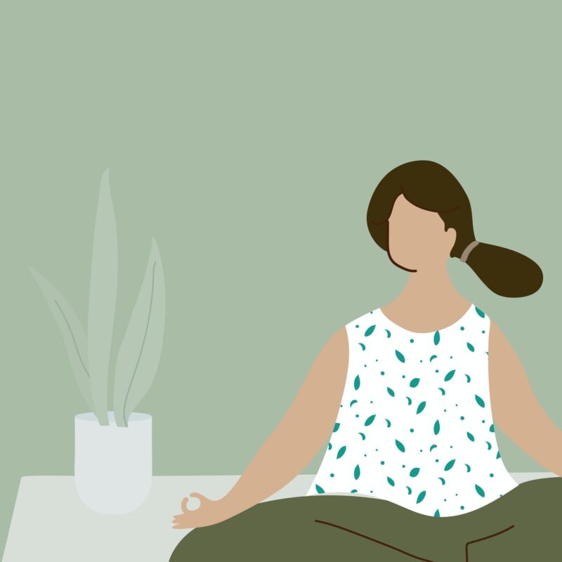 Woman meditating during coronavirus quarantine character element vector