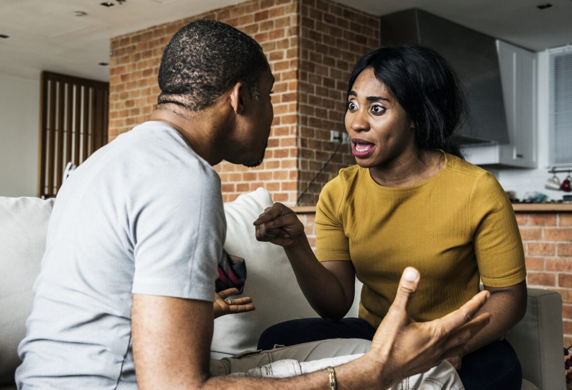 Black couple fighting and depressed